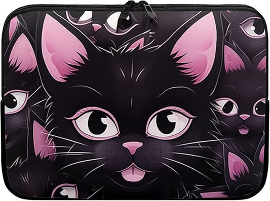 Black Cat Printed Laptop Briefcase for Women Men, Waterproof 15 Inch Laptop Bag Messenger Bag Lightweight Laptop Case for Office Business Traveling Daily Use, Gift for Father
