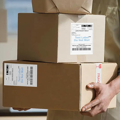 9527 Product Fanfold 4 x 6 Direct Thermal Labels with Blue Background Paper Perforated Shipping Labels for Thermal Printers, 2000 Label per Stack, 2 Stacks 4000 Label