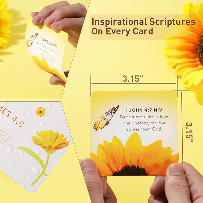 Bible Verse Prayer Cards, Sunflower 100 Scriptures Scratch-off Cards | Bible Verses for Daily Inspiration and Surprises, affirmations, Perfect Christian Gifts for Women, Prayer, and Encouragement