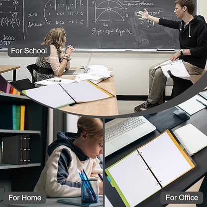 Pivotable Refillable Notebook, 3 Ring Binder Notebooks 1 Inch, Notebook with Dividers and Pockets, Folder Notebook, Flexible Binder, Soft Binders 3 Ring, Foldable Binder- White