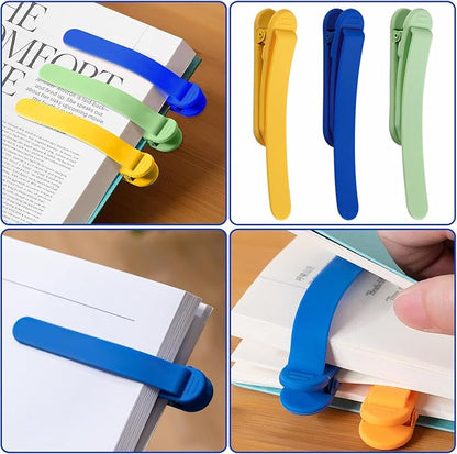 3pcs Page Bookmarks for Reading, Automatic Book Marks Tailored for Book Enthusiasts, Unique and Cute Book Page Holder Markers Clip Reading Accessories Gifts（Yellow Green Blue）