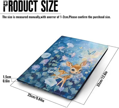 Office Folder Butterfly Blue Print PU Leather Padfolio with A4 Size Clipboard Clip for Business Resume Interview Document Sleeve Binder Folder for Men/Women