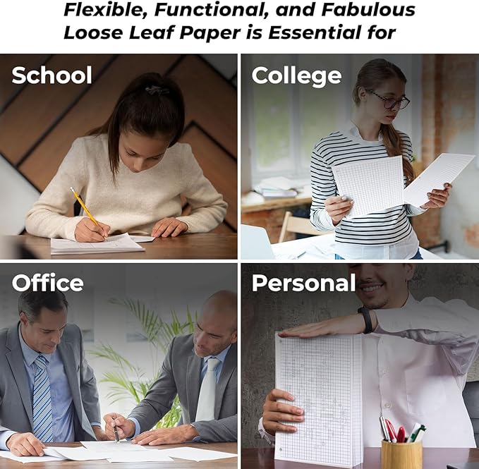 7200 Graph Paper, 48 Pack, 4x4, 8" x 10.5", Thick Grid Paper, Fights Ink Bleed, 3 Hole Punch, Quad Ruled Sheets, School Supplies