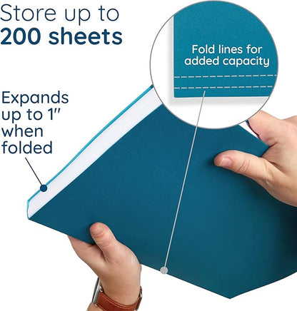 25 Blue Summit Supplies Colored Hanging File Folders Legal Size, Assorted Jewel Tone Colors, Legal Size Hanging File Folders with Plastic Tabs and Inserts, Durable 11pt Paper