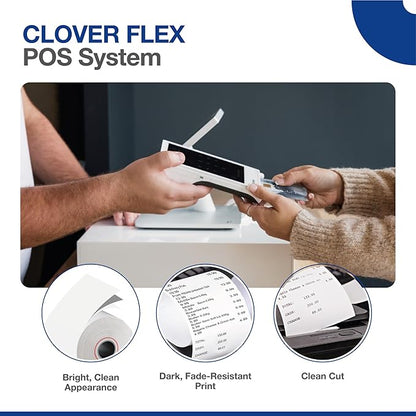 Thermal Paper 2 1/4 x 50-100 Rolls - BPA Free - 55 GSM - Credit Card Paper Rolls Thermal 2 1/4 x 50 for Clover Flex, Verifone VX 520, Dejavoo Z11, Ingenico Desk 3500 - Fits All POS Machines