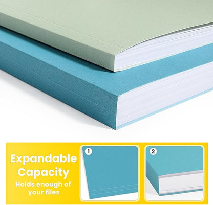 SUNEE File Folders Letter Size Retro Colors, 100 Pack Folders for Documents 1/3-Cut Tabs, Colored File Folders Office Home School for Documents Files Paper