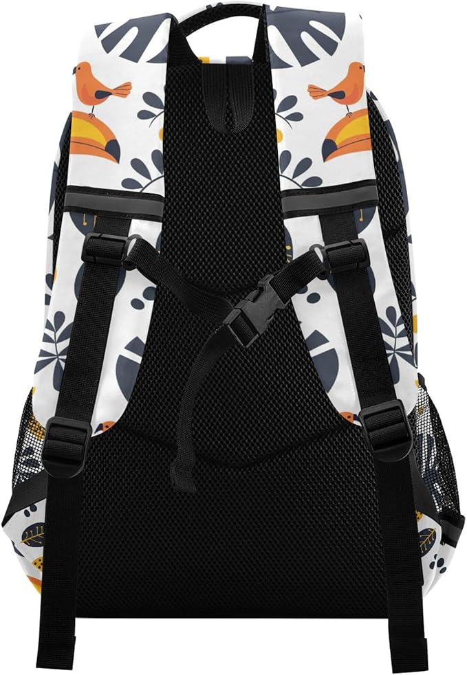 MNSRUU Laptop Backpack with Chest Strap, Toucans School Backpack, Travel Hiking Backpack for Boys Girls Teen Adult, Rucksack, Knapsack