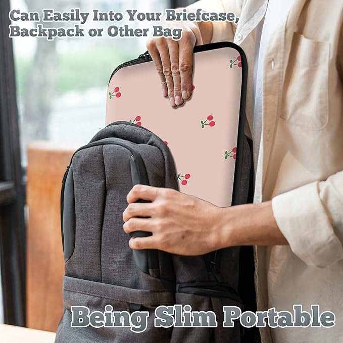 Universal Tablet Laptop Sleeve Case 10 inch, Pink Cherry Slim Carrying Case Durable Handbag Travel Laptop Bag for 7 to 10-inch Laptops/Notebook/Kids Tablet/ipad/eBook Readers