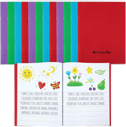 Henoyso 12 Pcs Primary Composition Notebook K-2 9 3/4 x 7 1/2 Inch Primary Journal Blank Writing Book for Kid to Write Draw and Journal 60 Page Notebook Back to School Supplies (Mixed Color)