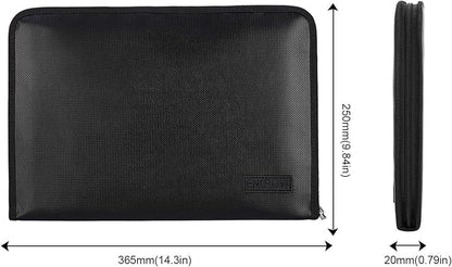 ENGPOW Fireproof File Folder Fireproof Fire and Water Resistant Money Document Bag with A4 Size 13 Pockets Zipper Closure Non-Itchy Silicone Coated Portable Filing Organizer Pouch(14.3" x 9.8")