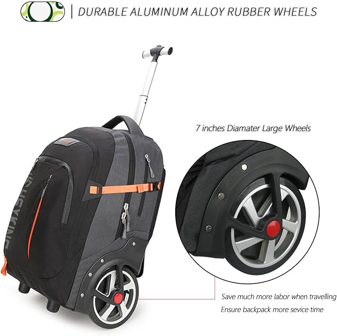 22 Inches Large Wheeled Rolling Laptop Backpack for Business and Travel Wheeled Adult Laptop Backpack
