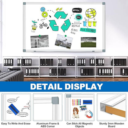 White Board Dry Erase Whiteboard for Wall 72" x 48" Aluminum Presentation Magnetic Whiteboards with 4 Hooks, 12 Magnets, 3 Markers & 1 Eraser