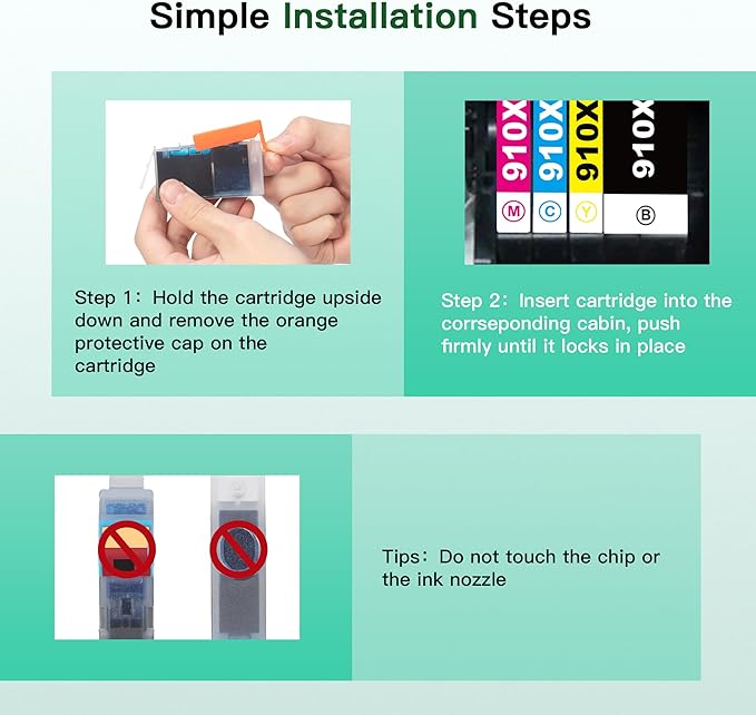 910XL Ink for HP 910XL Ink Cartridges Combo Pack Replacement for HP 910 Ink Cartridges for HP Printers HP910XL Work for Office Jet Pro 8020 8025 8028 8010 Printer, Black and Color