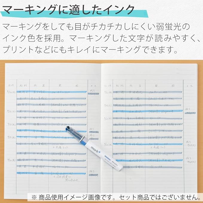 KOKUYO 2-Tone Pastel Highlighter 5 Colors Set. Mark+ Two Colors Dual Tips Markers, Quick Dry Similar Shades Tip 5 Pack of Pink, Blue, Green, Purple, Yellow. Japan Import (PM-MT100-5S).