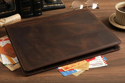 Personalized Leather Portfolio for Lefty, Engraved Leather Notepad Portfolio Binder, Custom Leather Legal Pad Padfolio, Christmas Gift for Him/Her (Notepad, Khaki-Custom)