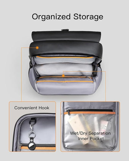 Inateck 23L Casual Daypack Backpack, Waterproof Sports Backpack EDC Bag for Women and Men, Travel Laptop Backpack for Hiking, Outdoors, Business Trips, Compatible with 15-16 Inch Laptops, Black