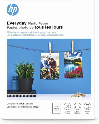 HP Everyday Photo Paper, Glossy, 5x7 in, 60 sheets (CH097A)