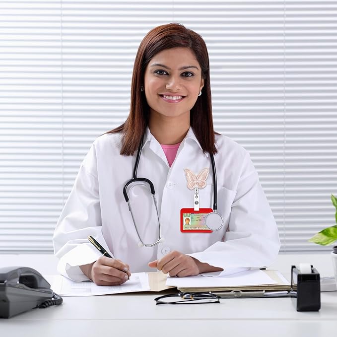 NACHLYNN 8 Pcs Butterfly Felt Retractable Badge Reels Cute Felt Nurse Badge Reel Holders Name ID Accessories with Retractable Cord for Teacher Student Nurses Gifts