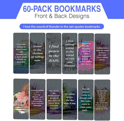 Creanoso I Love The Sound of Thunder in The Rain Quotes Bookmarks (10-Sets x 6 Cards) – Daily Inspirational Card Set – Interesting Book Page Clippers – Great Rewards for Adults and Professionals