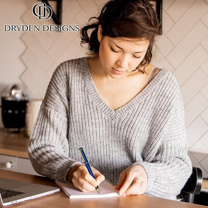 Dryden Designs Fountain Pen Medium Nib Gift Pouch - with 24 Ink Cartridges - MCM (Blue)