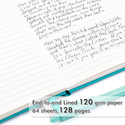 feela 3 Pack Notebooks Journals Bulk with 3 Black Pens, A5 Hardcover Notebook Classic Ruled Lined Journal Set with Pen Holder for Work Business Journaling Note Taking, 120 GSM, 5.1”x8.3”, Emerald