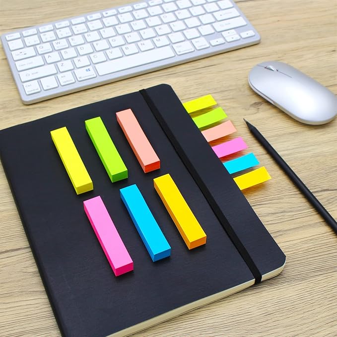 Sticky Notes, 0.6x3 Inch, 1200 Sheets Self-Stick Notes, Easy to Post for School, Office, Notebook, Bright Colors Assorted, 100 Sheets/Pad