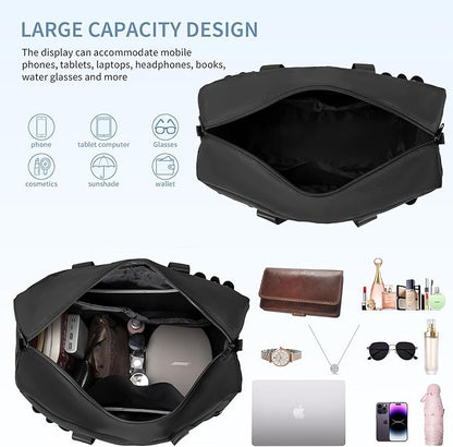 Utility Tote Bag with Multi-Pockets, Foldable Travel Duffle Bag with 15.6″Padded Laptop Sleeve, Top Zipper Tote Bag for Travel/Work