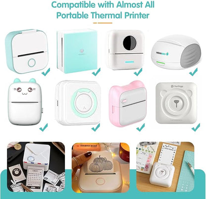 6 Rolls Mini Printer Sticker Thermal Paper Compatible M02/T02, White Self-adhesive paper 53x28mm, Mini Photo Printer Sticker to Print Photo, Note, Journal, Memo