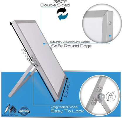 Small Desktop Weekly Planner White Board - Calendar 10"x10" Dry Erase Magnetic to Do List Board with Stand, 3 Markers, 4 Magnets, Eraser - Portable Tabletop Whiteboard for Home School & Office