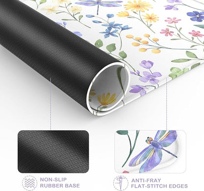 eulps Mouse Pad with Stitched Edge, Multiple Patterns Computer Mouse Pads with Non-Slip Rubber Base, Washable Cloth Mousepad, for Gaming, Laptop, PC (Dragonfly Meadow)