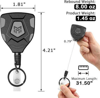 MNGARISTA Heavy Duty Retractable Keychain with Belt Clip, ID Badge Reel, Badge Holder with 31.5' Steel Cord and Key Ring, 9.0oz, 2-Pack