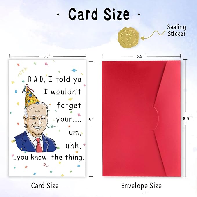 Funny Joe Biden Birthday Card for Dad, Father's Day Card for Daddy, Naughty Memory Anniversary Card for Father, Happy Birthday Card Gifts for Men Him, Generic Card for Various Occasions