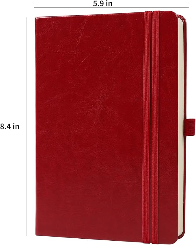 Journal Notebook Journal for Men/Women Journals for Writing A5 180Sheets 360Pages College Ruled Notebook 100gsm Lined Paper Leather Hardcover Journal 5.9'' X 8.4'' (Red)