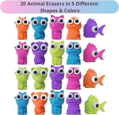 Mr. Pen- Erasers, Cap Erasers, 20 Pack, Animal Eraser Caps (Eyes Come Out), Erasers for Kids, Pencil Eraser, Pencil Erasers Toppers Cute Erasers, Colorful Erasers, Fun Erasers Kids, Easter Egg Fillers