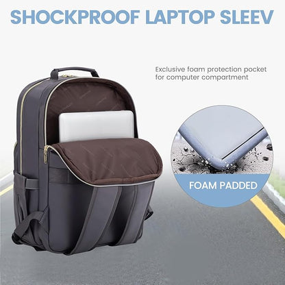 LOVEVOOK Leather Backpack for Women,15.6 inch Leather Laptop Backpack Women Computer Backpack Laptop Bag,Stylish Quilted Travel Backpack Purse Work Bag College Teacher Backpack with USB Port,Purple