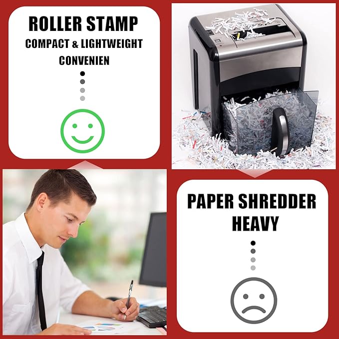 Nezyo 2 Pack Identity Protection Roller Stamp Identity Theft Stamp Confidential Roller Stamp Privacy Stamp Information Blocker Stamp and 4 Pack Refill Ink for ID Account Data Address Security(Red)