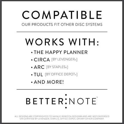BetterNote Horizontal Undated Calendar Refill Pages for Disc Notebook, fits The Happy Planner, Discbound Levenger Circa, Staples Arc, TUL (Whimsy- 12 months, 11-Disc, 8.5"x11")