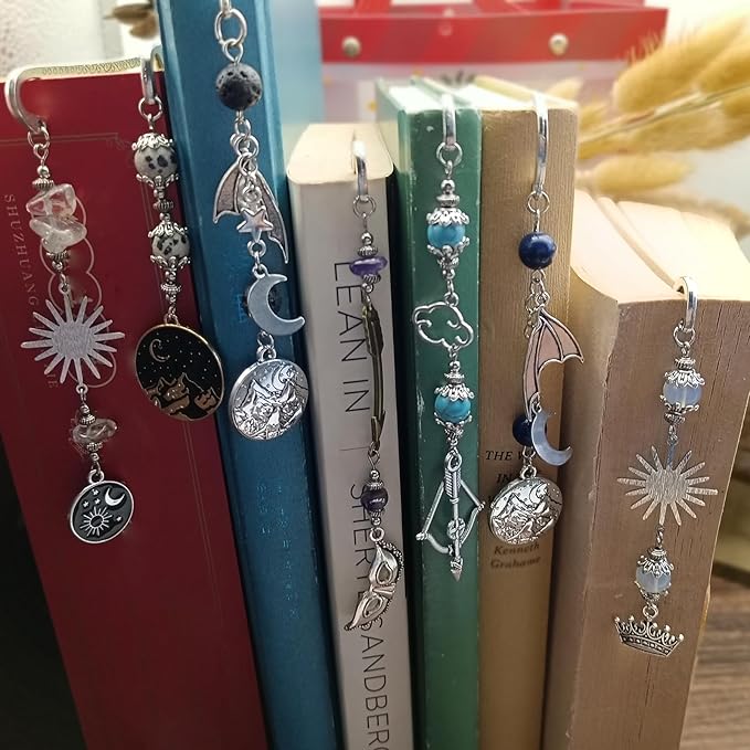 Retro Metal Bookmark for Bookish Gifts Wing Mask Bow and Arrow Charms Book Mark for Book Lover Gifts for Women Men (Mask Charm)