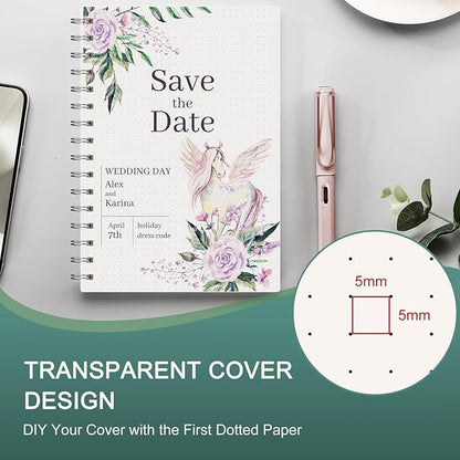 EMSHOI Spiral Notebook Bullet Dotted Journal, A5 Dotted Grid Notebook with 300 Pages, 100gsm Thick Paper, Waterproof Softcover Notebook for School Work Writing, 5.7" × 8.22" - Transparent