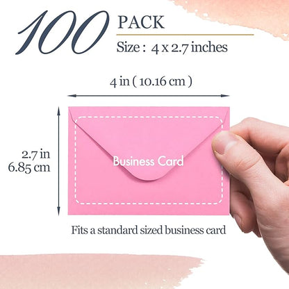 Gift Card Envelopes - 100-Count Mini Envelopes, Paper Business Card Envelopes, Bulk Tiny Envelope Pockets, 10 Pastel Colors, 4 x 2.7 Inches