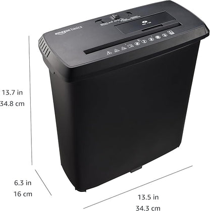 Amazon Basics 8-Sheet Strip Cut Paper, CD, and Credit Card Shredder, 3.4 gallons, Black