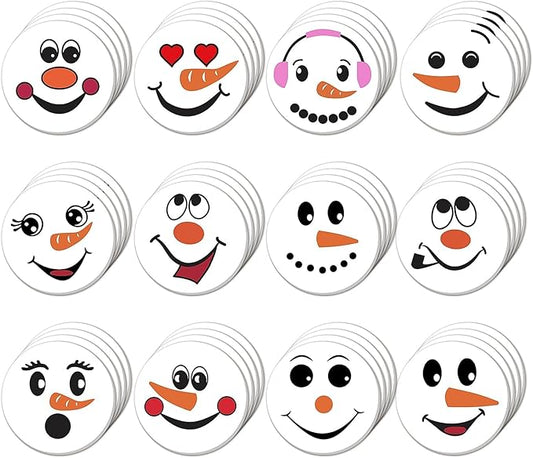 48Pcs Christmas Snowman Face Sticky Notes Cute Snowman Expression Memo Notes Self-Adhesive Winter Memo Notes for Christmas Winter School Office Home Supplies Student Teacher Present 12 Styles