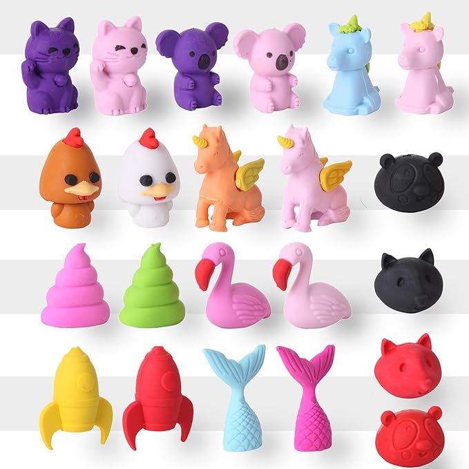 Mr. Pen Animal Toppers - 22 Pack Pencil Toppers & 8 Pack Take Apart Animal Erasers for Kids, Fun Easter Egg Fillers