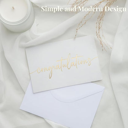 Congratulations Cards with Envelopes and Matching Stickers, Matte Gold Foil Design - Bulk Pack of 20, 4x6 Inch Minimalistic - Suitable for Business, Graduation, Weddings and Milestone Celebrations