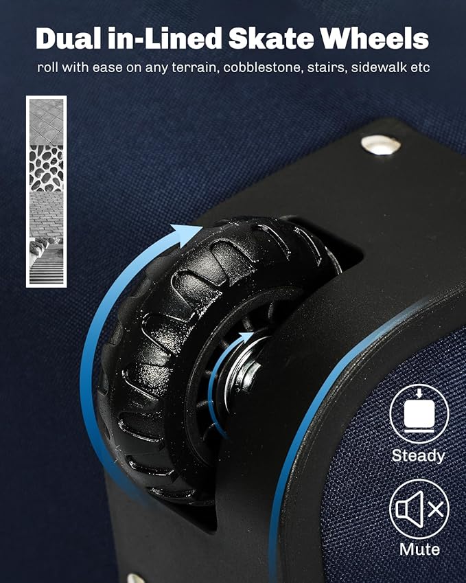 Hynes Eagle Rolling Backpack 42L Backpack with Wheels Airline Approved Carry on Luggage Laptop Travel Backpack for Women Men Dark Blue