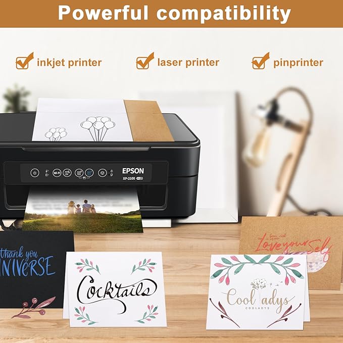 Black Blank Greeting Cards with Envelopes 4.25 x 5.5 Folded Cardstock and Printable A2 Envelopes Self Seal 20 Packs for Graduations, Invitations, Wedding, Thank You Cards & All Occasion