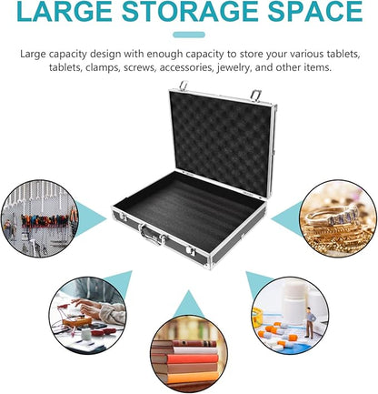 ERINGOGO Aluminum Briefcase - 11 Inch Hard Laptop Briefcases with Lock, Multifunctional Attache Case Black 37x28.5x7.5cm