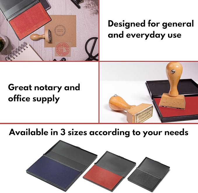 Ink Pad for Rubber Stamps, Stamp Pad for Clear Impression Stamping, Quality Felt Pad Black Ink, Red Ink, Blue Ink (Red, S (2 * 3.5))