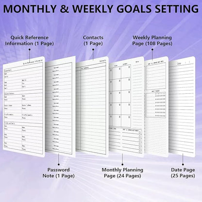 BLESWIN Monthly Life Planner Weekly Planner, No Dated Planner Start Anytime, Leather Weekly & Monthly Productivity Planner – Organizer Planner Thick Paper for Men Women