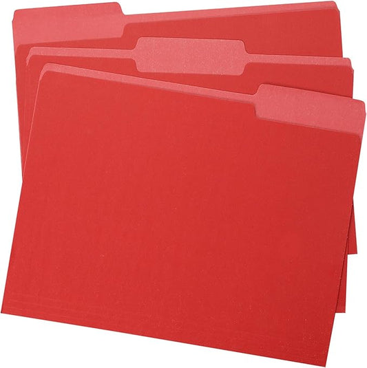 18 Packs Red File Folders - Colored File Folders Letter Size,1/3 Cut Tab File Folders for Documents, Folder for Filing Cabinet,Office Supplies Folders
